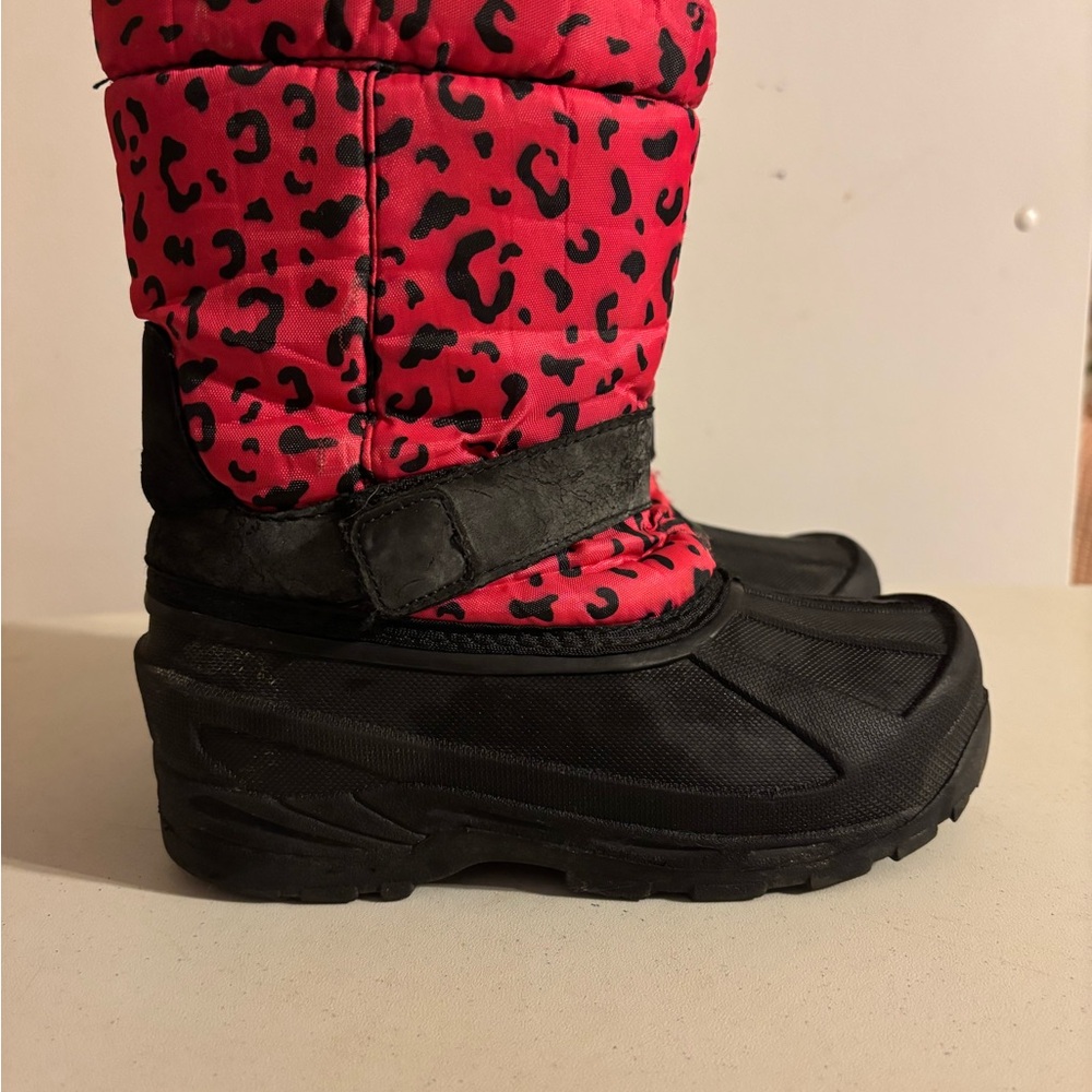 Red Leopard Print Snow Boots